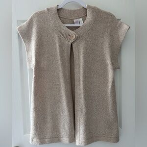 Beige Knit Cap Sleeve Cardigan